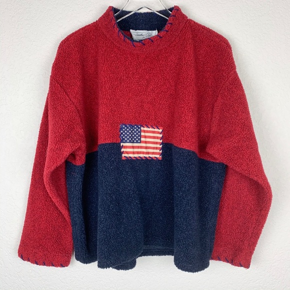 Tasha Polizzi Sweaters - VTG Tasha Polizzi American Flag Soft Teddy Sweater